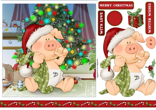Pigs in Blankets Pod Christmas 7x7 Quick Card Front