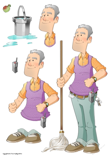 Caretaker/Cleaner Dude Decoupage Sheet