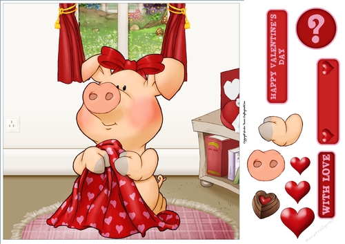 Pigs in Blankets Truffle Valentine 8x8 Quick Card