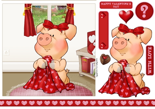 Pigs in Blankets Truffle Valentine 7x7 Quick Card