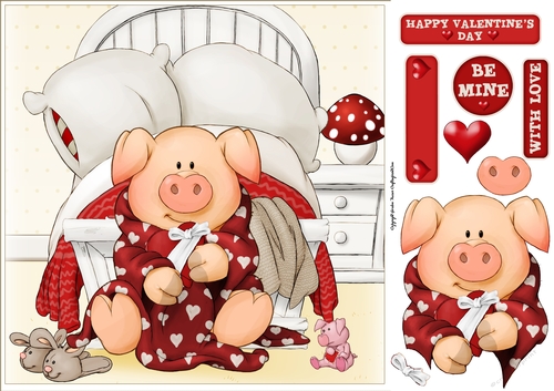 Pigs in Blankets Tootsie Valentine 8x8 Quick Card