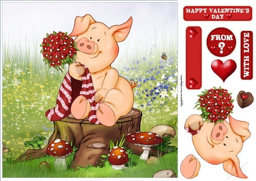 Pigs in Blankets Pumpkin Valentine 8x8 Quick Card