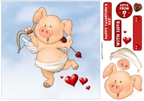 Pigs in Blankets Pip Valentine 8x8 Quick Card