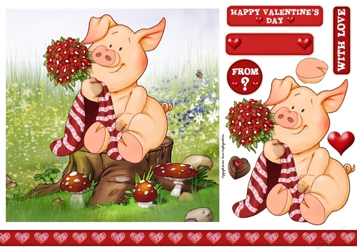 Pigs in Blankets Pumpkin Valentine 7x7 Quick Card