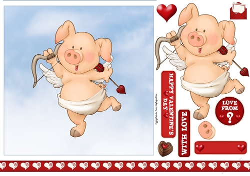 Pigs in Blankets Pip Valentine 7x7 Quick Card