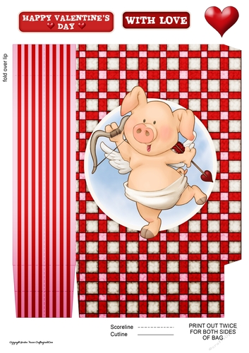 Pigs in Blankets Pip Valentine Mini Gift Bag