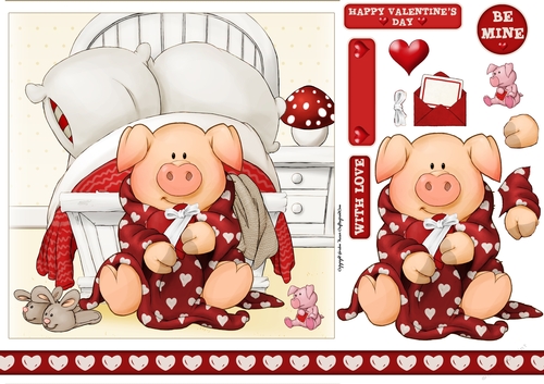 Pigs in Blankets Tootsie Valentine 7x7 Quick Card