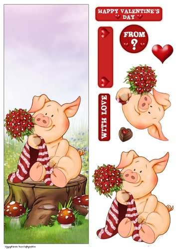 Pigs in Blankets Pumpkin Valentine Large Vertical DL