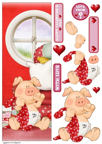 Pigs in Blankets Pod Valentine Large Vertical DL