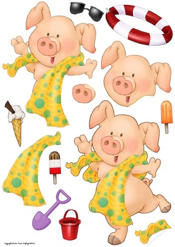 Pigs in Blankets Pip Decoupage Sheet