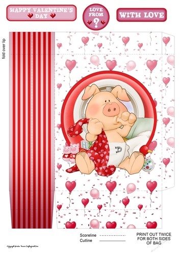 Pigs in Blankets Pod Valentine Mini Gift Bag