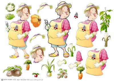 Gardening/allotment Lady Decoupage Sheet.