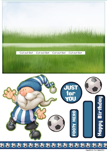 Football Gnome Blue and White Stripes Slider