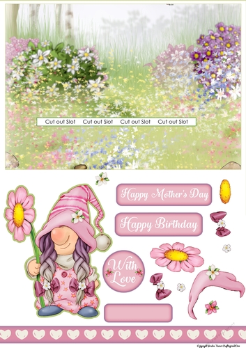 Mothers Day Gnome Slider Card