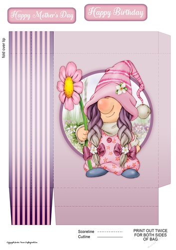 Mothers Day Gnome Mini Gift Bag
