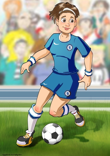 Womens Football Dudess Blue Strip A4