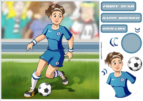 Womens Football Dudess Blue Strip 8x8 Quick Card