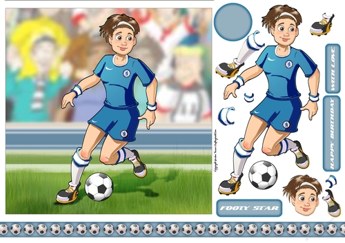Womens Football Dudess Blue Strip 7x7 Quick Card