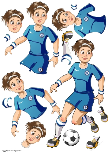 Womens Football Dudess Blue Strip Decoupage Sheet