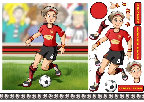 Womens Football Dudess Red, Black, Yellow Strip 7x7 Quick Card
