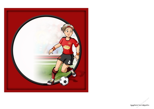 Womens Football Dudess Red, Black, Yellow Strip 7x7 Quick Card Insert