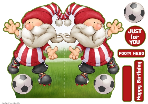 Football Gnome Red and White Stripes Shaped Card
