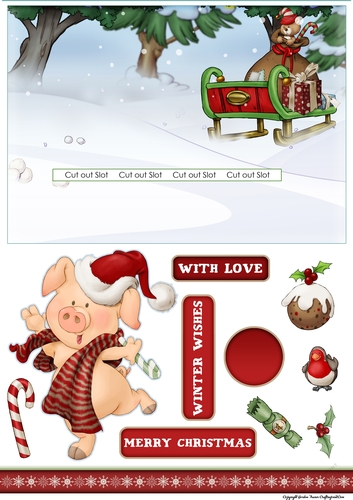 Pigs in Blankets Pip Christmas Slider Card