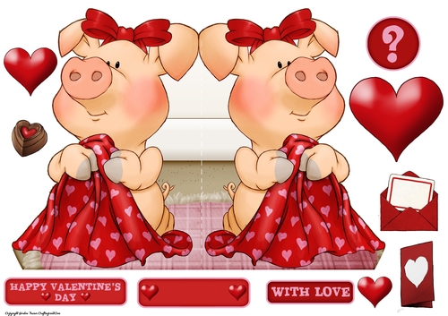 Pigs in Blankets Truffle Valentine Shaped Card
