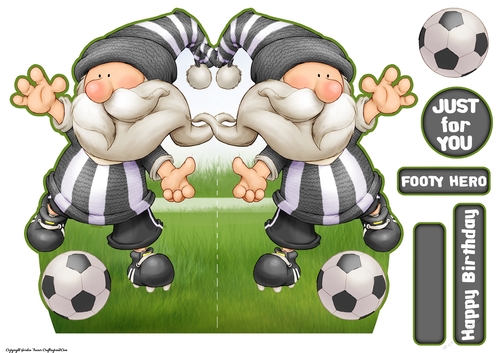 Football Gnome Black and White Stripes Shaped Card