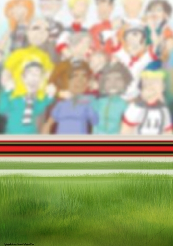 Football Dude Red, Black, Yellow Pitch Scene
