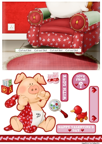 Pigs in Blankets Pod Valentine Slider Card