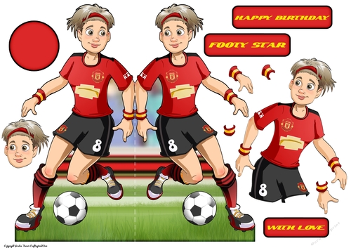 Womens Football Dudess Red, Black, Yellow Strip Shaped Card