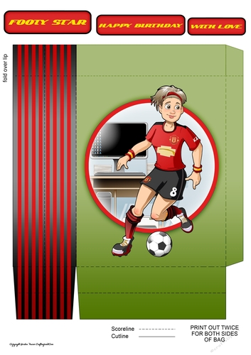 Womens Football Dudess Red, Black, Yellow Strip Mini Gift Bag