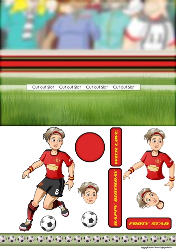 Womens Football Dudess Red, Black, Yellow Strip Slider Card
