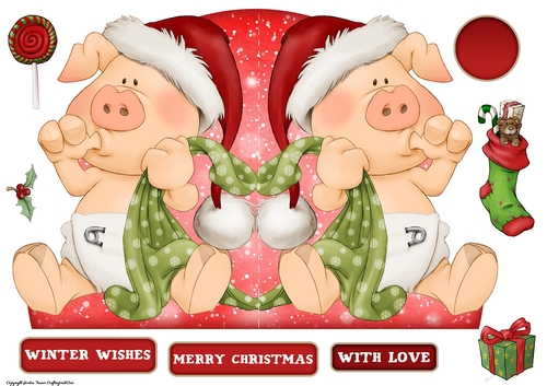 Pigs in Blankets Pod Christmas Shaped Card