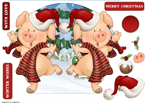 Pigs in Blankets Pip Christmas Shaped Card