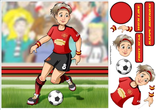 Womens Football Dudess Red, Black, Yellow Strip 8x8 Quick Card