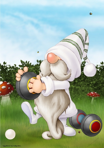 Lawn Bowls Gnome A4