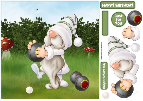 Lawn Bowls Gnome 8x8 Quick Card