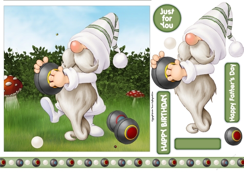 Lawn Bowls Gnome 7x7 Quick Card