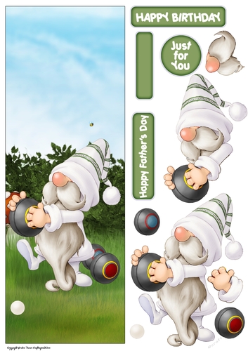 Lawn Bowls Gnome Large Vertical DL
