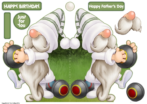 Lawn Bowls Gnome Shaped Card