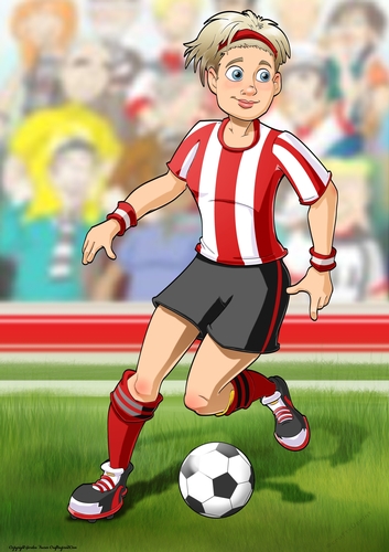 Womens Football Dudess Red, White Strip A4