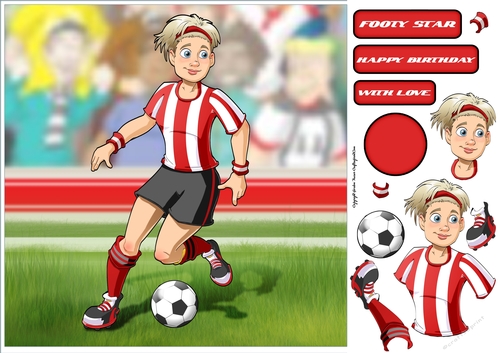 Womens Football Dudess Red, White Strip 8x8 Quick Card