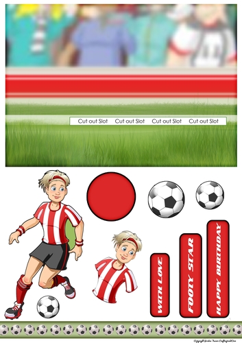 Womens Football Dudess Red, White Strip Slider Card