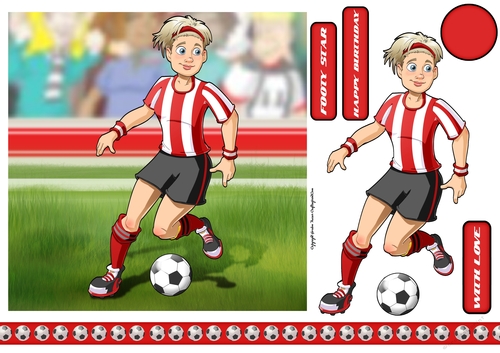 Womens Football Dudess Red, White Strip 7x7 Quick Card