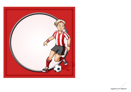 Womens Football Dudess Red, White Strip 7x7 Quick Card Insert