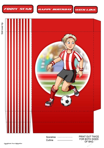 Womens Football Dudess Red, White Strip Mini Gift Bag