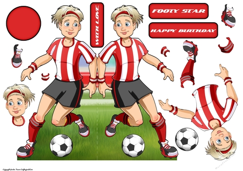 Womens Football Dudess Red, White Strip Shaped Card
