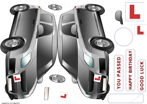 Just Passed Shaped Card (Silver)